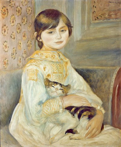 ジュリーマネと猫、1887年 作： Pierre Auguste Renoir